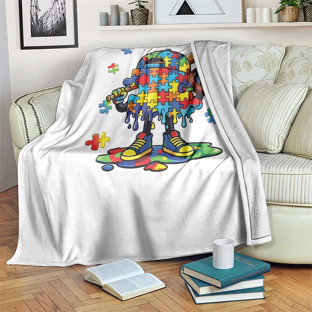 Autism Acceptance Baseball Throw Blanket Colorful Drip Graphic Neurodiversity Support