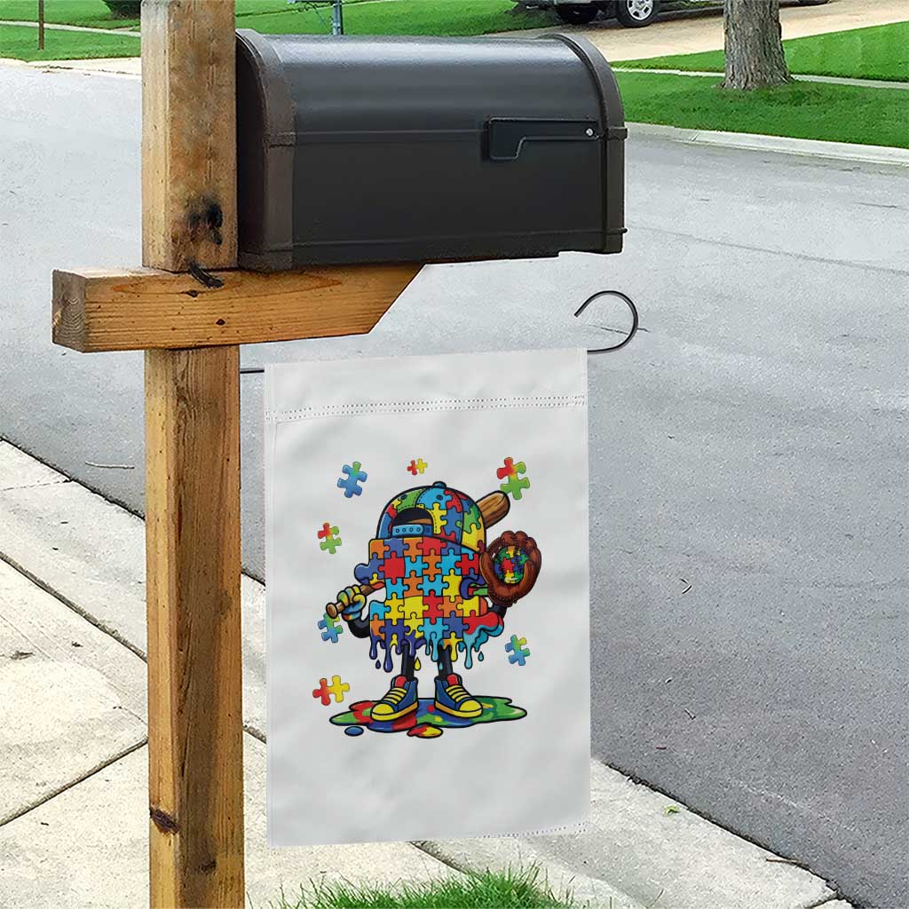 Autism Acceptance Baseball Garden Flag Colorful Drip Graphic Neurodiversity Support