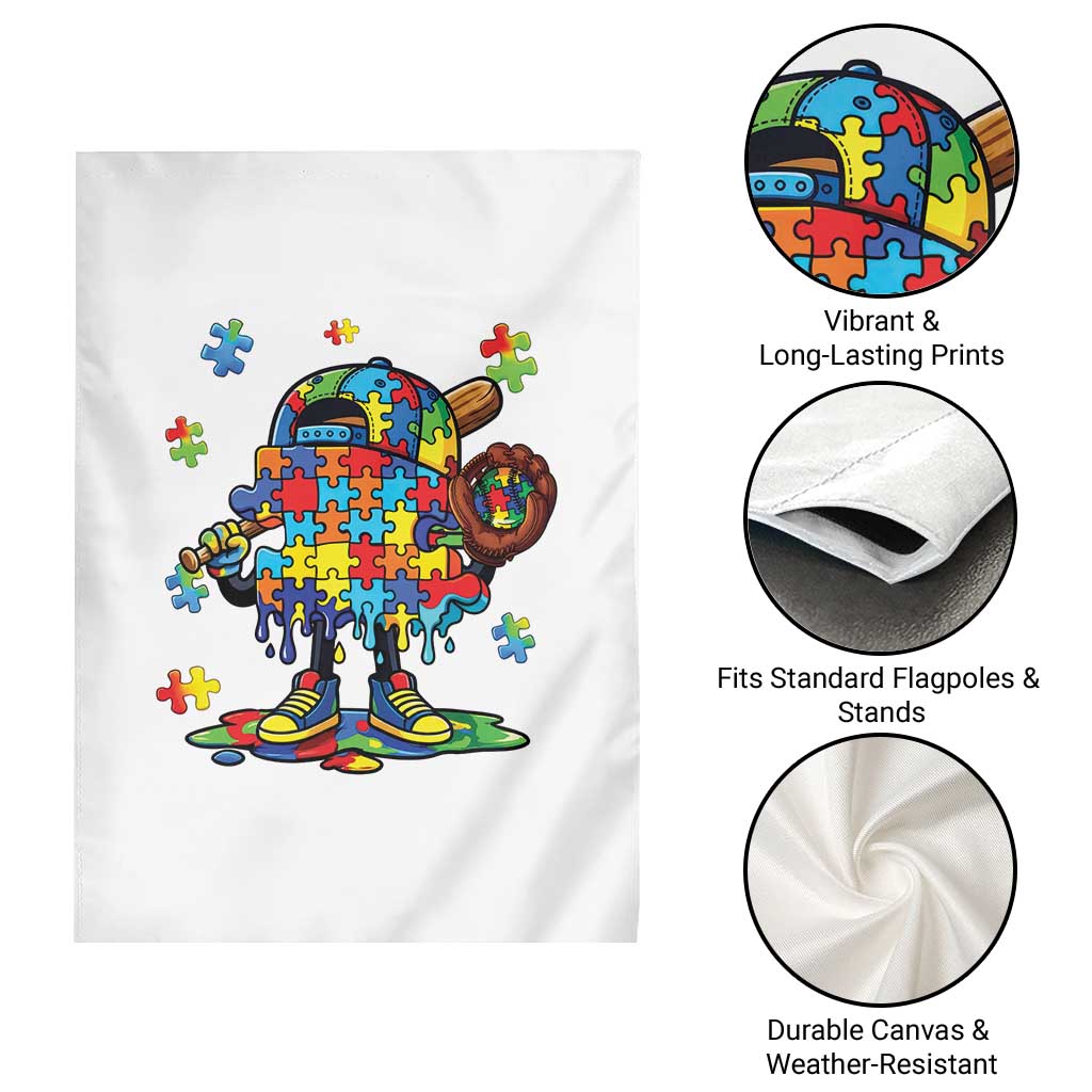 Autism Acceptance Baseball Garden Flag Colorful Drip Graphic Neurodiversity Support