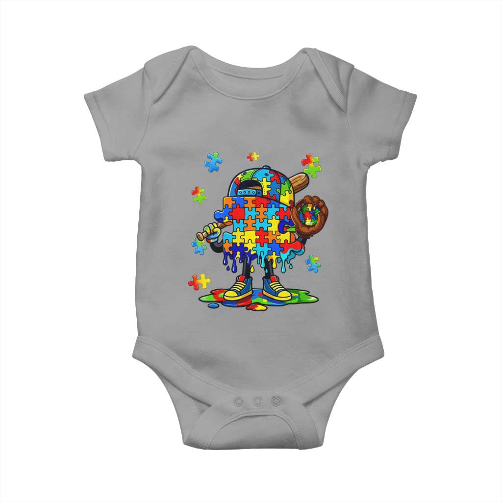 Autism Acceptance Baseball Baby Onesie Colorful Drip Graphic Neurodiversity Support