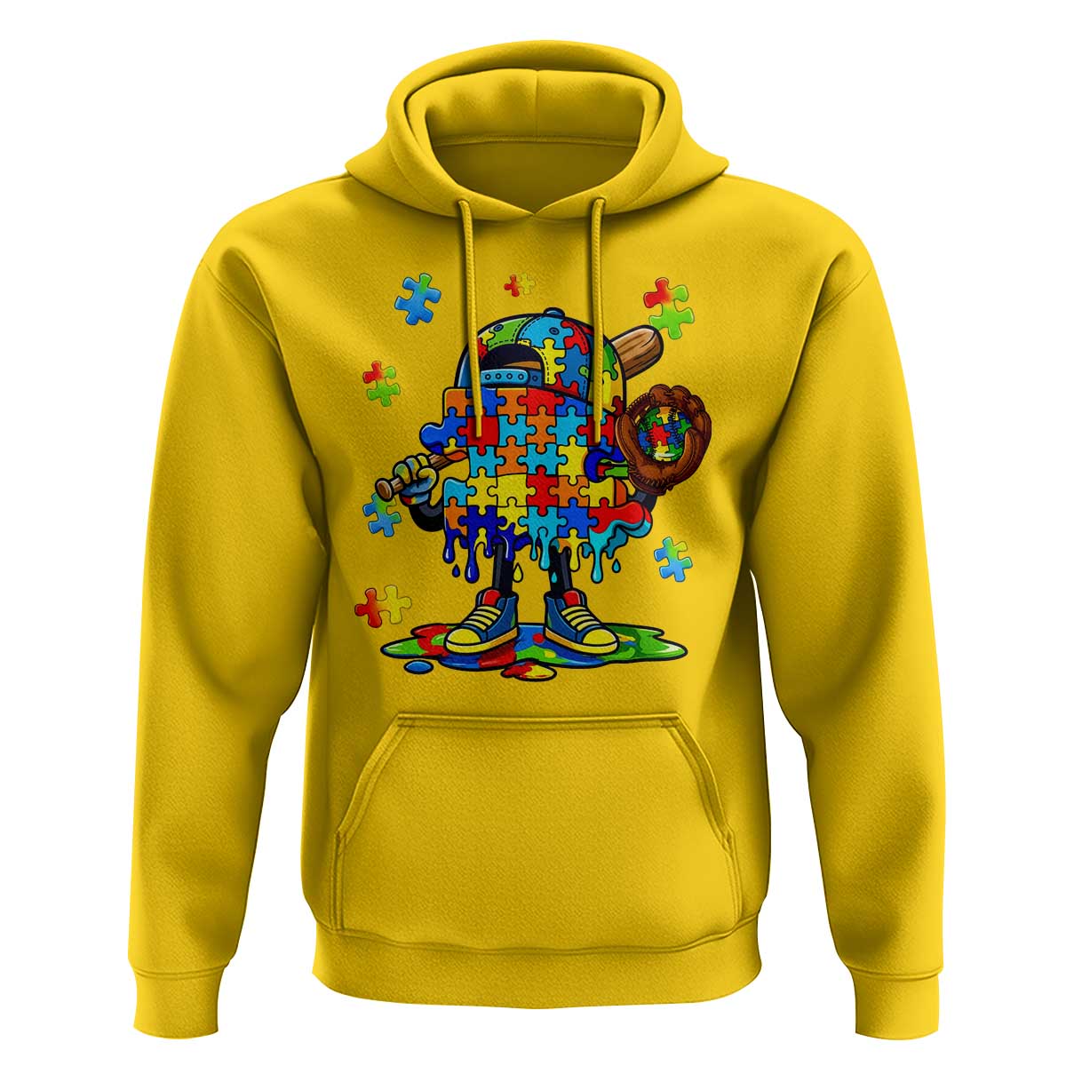 Autism Acceptance Baseball Hoodie Colorful Drip Graphic Neurodiversity Support