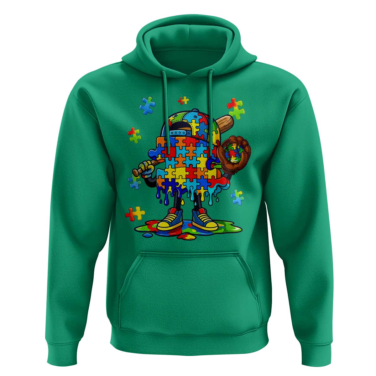 Autism Acceptance Baseball Hoodie Colorful Drip Graphic Neurodiversity Support