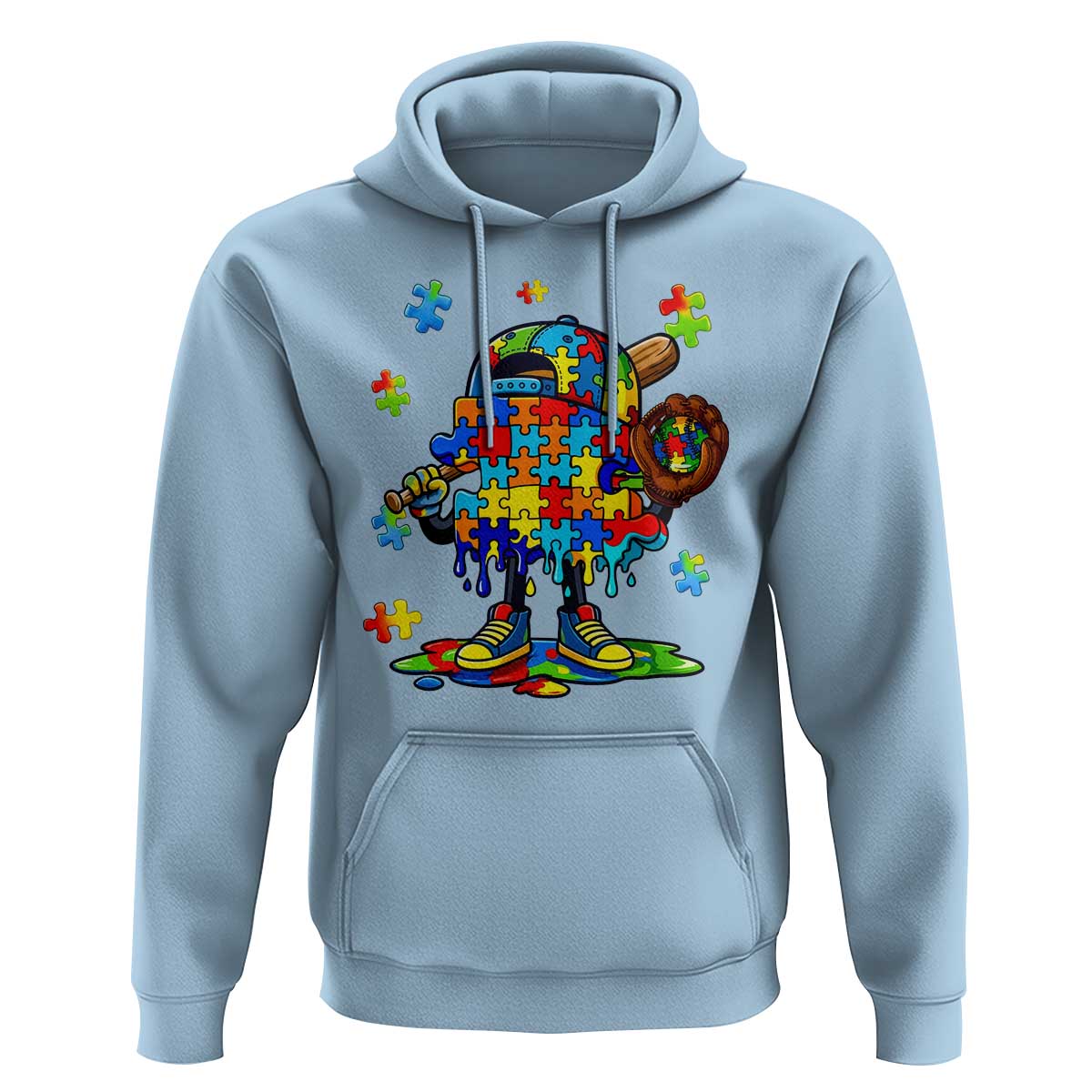 Autism Acceptance Baseball Hoodie Colorful Drip Graphic Neurodiversity Support