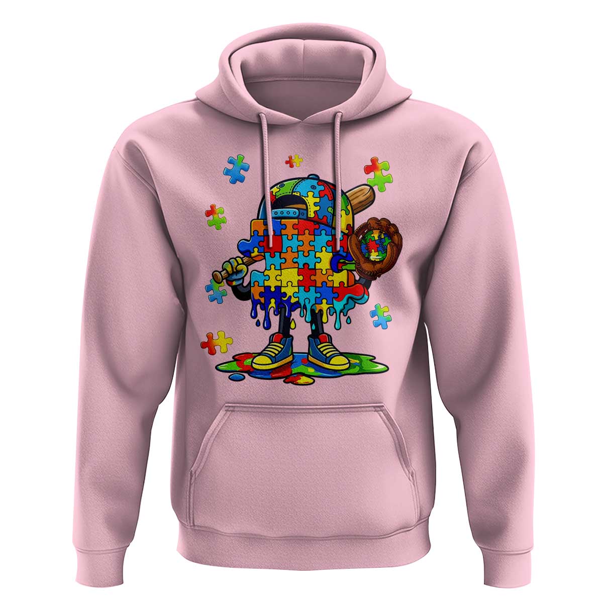 Autism Acceptance Baseball Hoodie Colorful Drip Graphic Neurodiversity Support