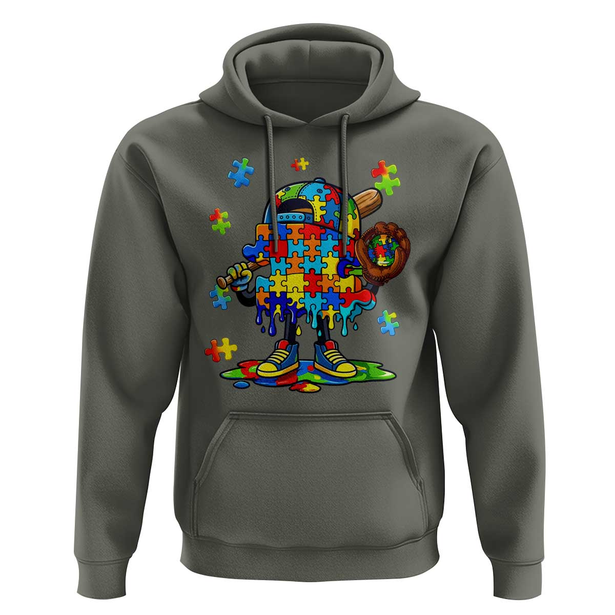 Autism Acceptance Baseball Hoodie Colorful Drip Graphic Neurodiversity Support