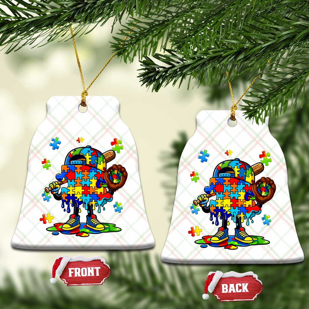Autism Acceptance Baseball Ceramic Ornament Colorful Drip Graphic Neurodiversity Support