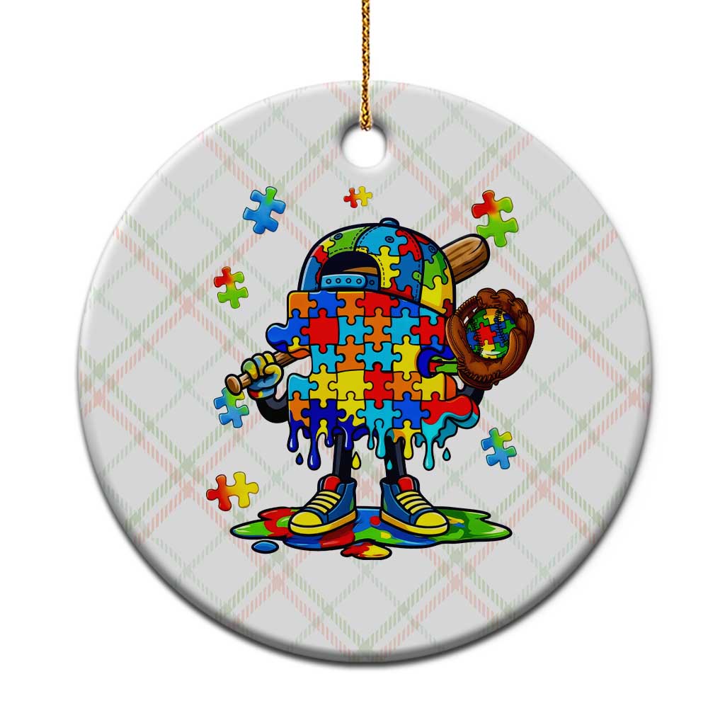 Autism Acceptance Baseball Ceramic Ornament Colorful Drip Graphic Neurodiversity Support