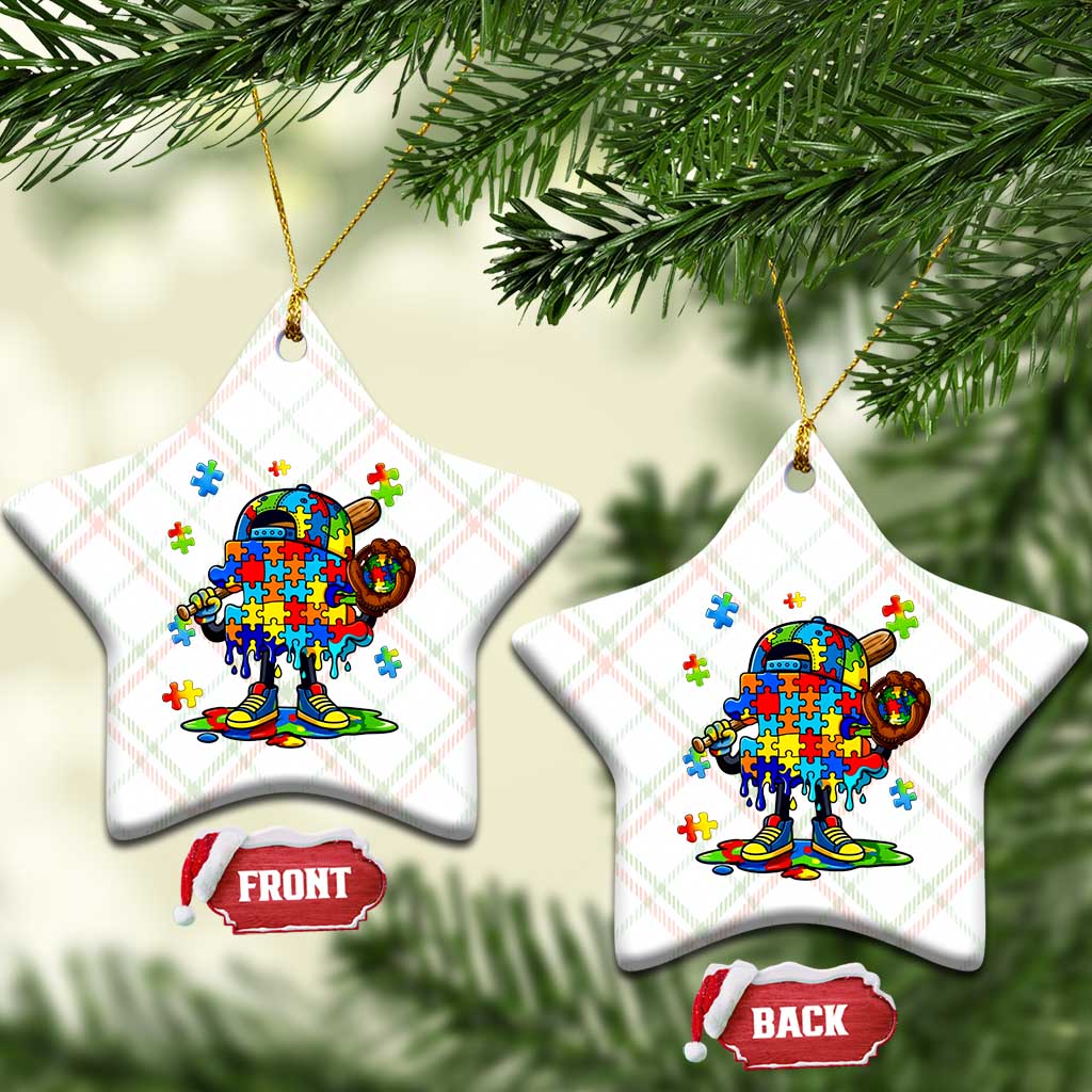 Autism Acceptance Baseball Ceramic Ornament Colorful Drip Graphic Neurodiversity Support