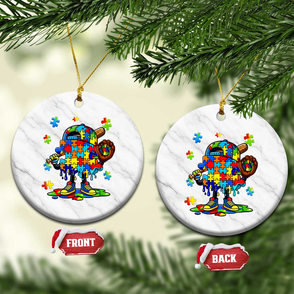 Autism Acceptance Baseball Ceramic Ornament Colorful Drip Graphic Neurodiversity Support