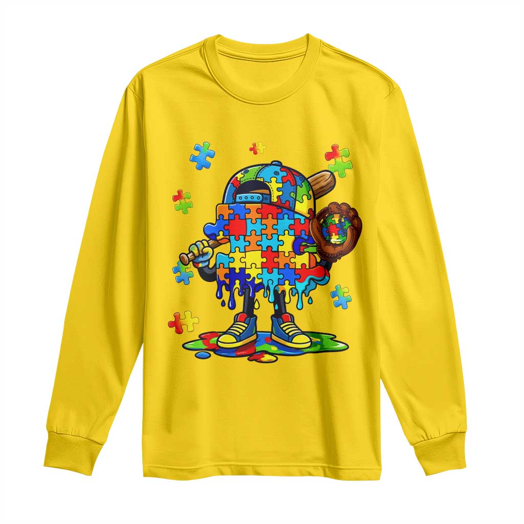 Autism Acceptance Baseball Long Sleeve Shirt Colorful Drip Graphic Neurodiversity Support