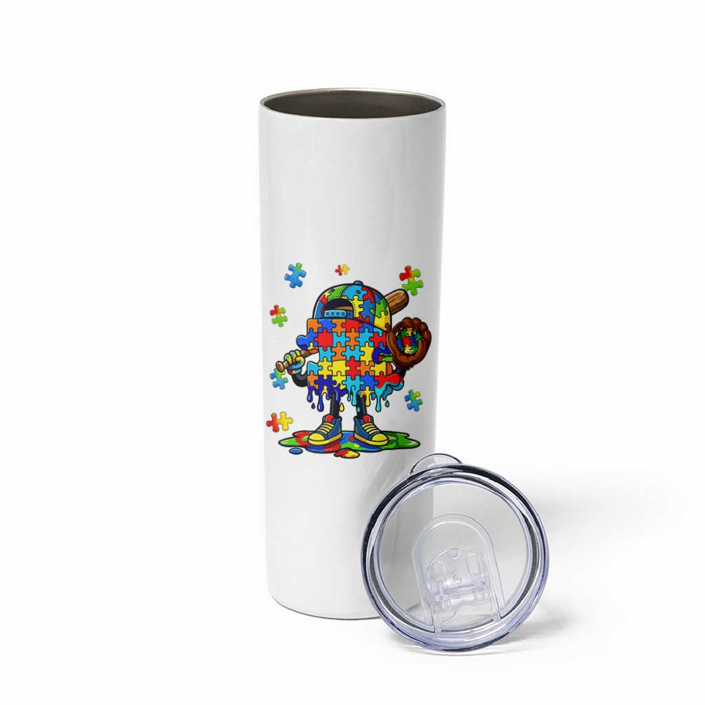 Autism Acceptance Baseball Skinny Tumbler Colorful Drip Graphic Neurodiversity Support