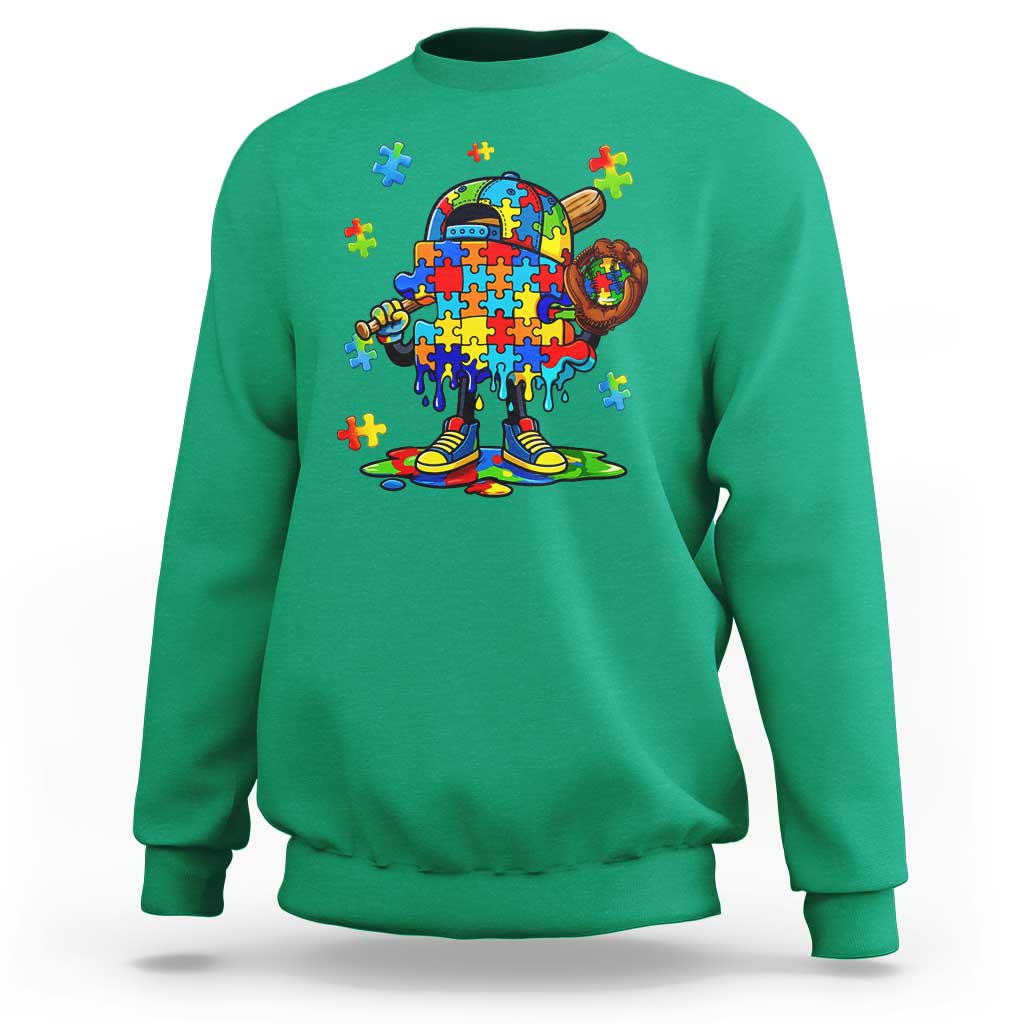 Autism Acceptance Baseball Sweatshirt Colorful Drip Graphic Neurodiversity Support