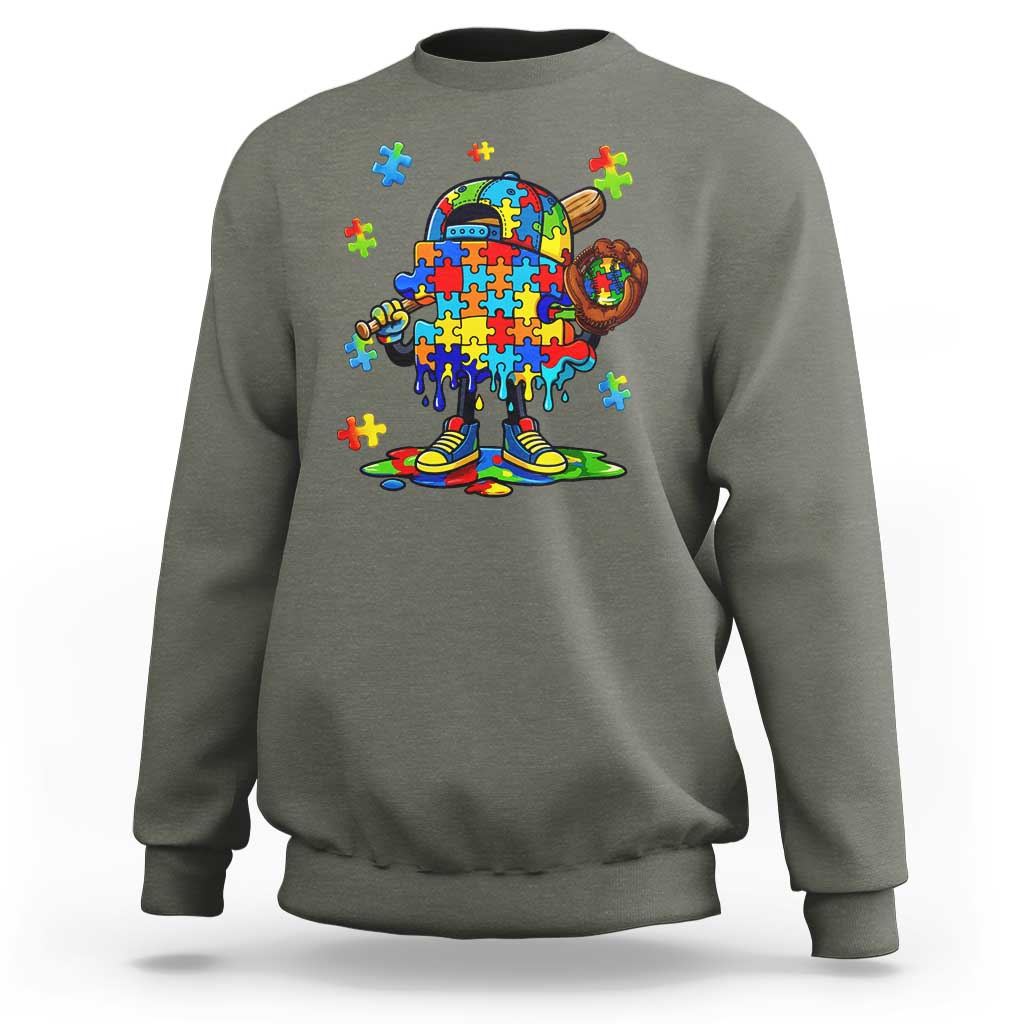 Autism Acceptance Baseball Sweatshirt Colorful Drip Graphic Neurodiversity Support