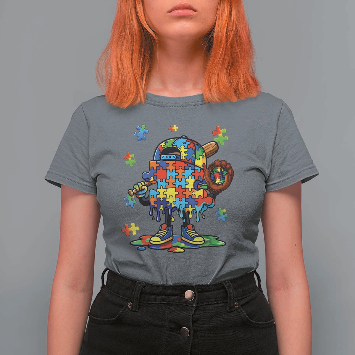 Autism Acceptance Baseball T Shirt For Women Colorful Drip Graphic Neurodiversity Support