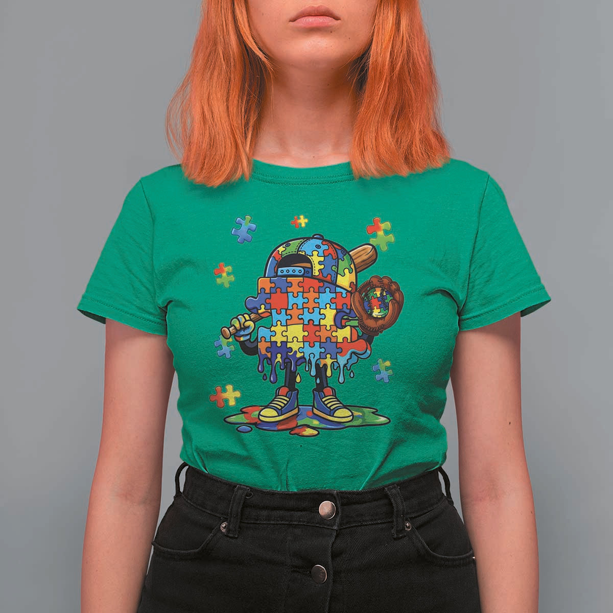Autism Acceptance Baseball T Shirt For Women Colorful Drip Graphic Neurodiversity Support