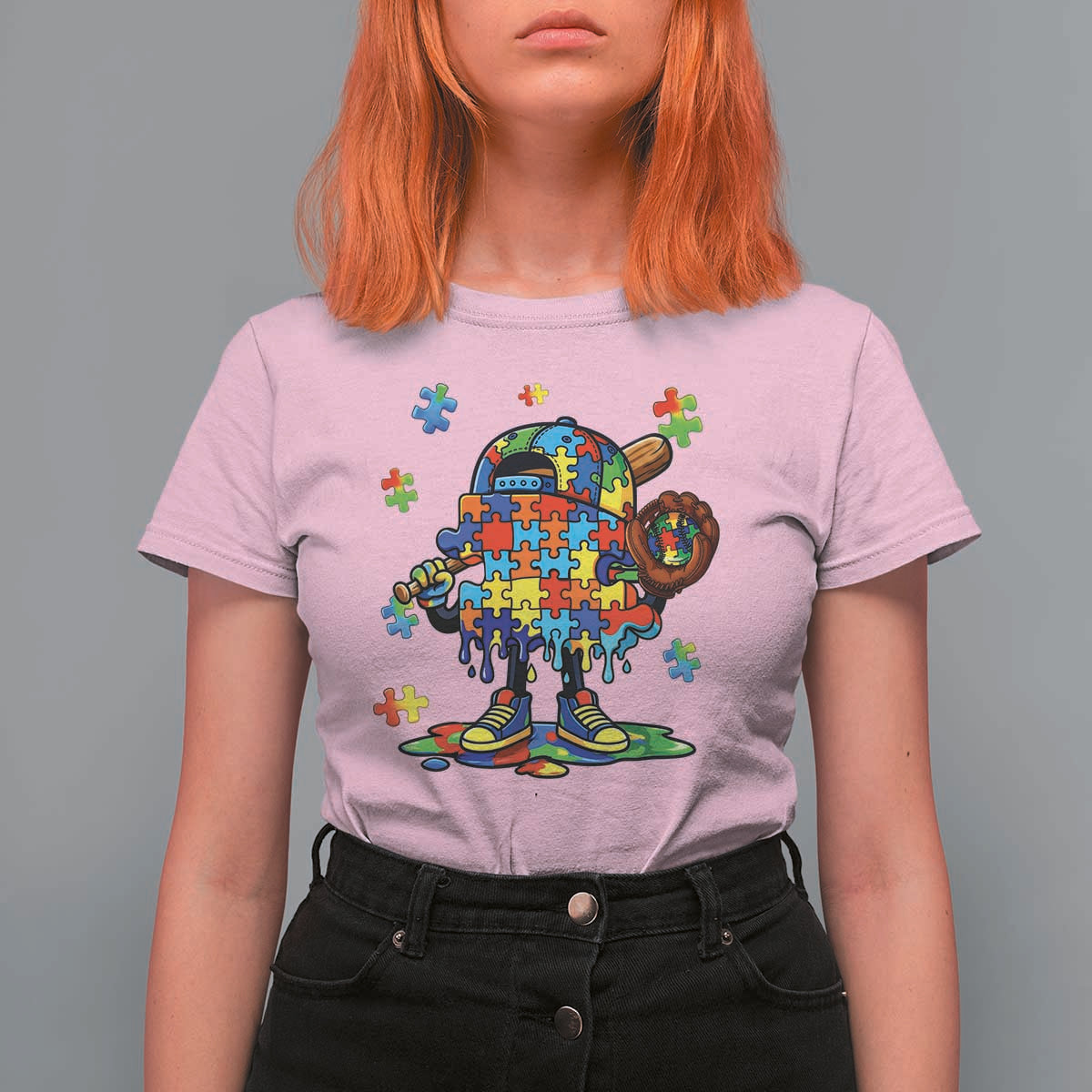 Autism Acceptance Baseball T Shirt For Women Colorful Drip Graphic Neurodiversity Support