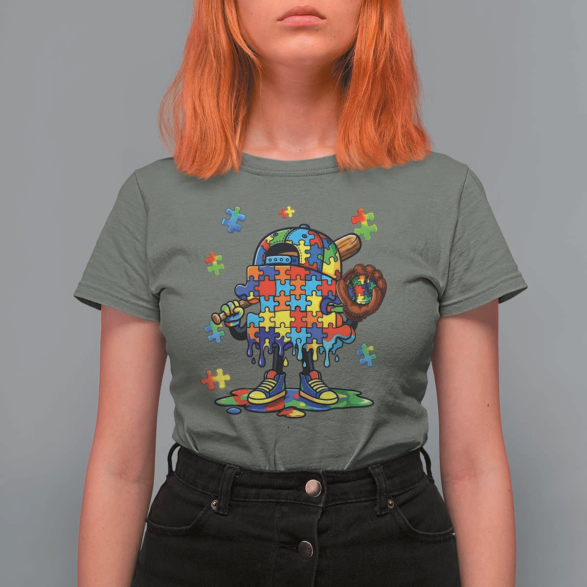 Autism Acceptance Baseball T Shirt For Women Colorful Drip Graphic Neurodiversity Support