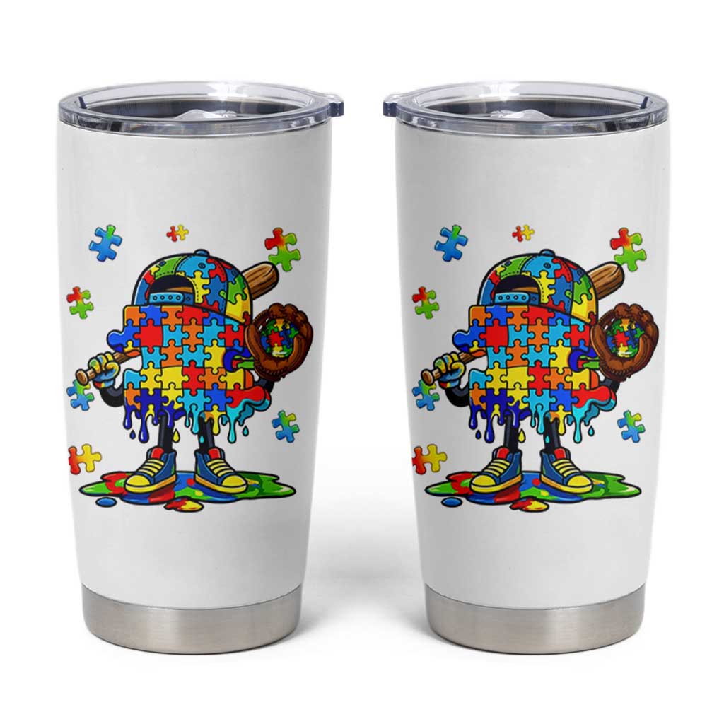 Autism Acceptance Baseball Tumbler Cup Colorful Drip Graphic Neurodiversity Support
