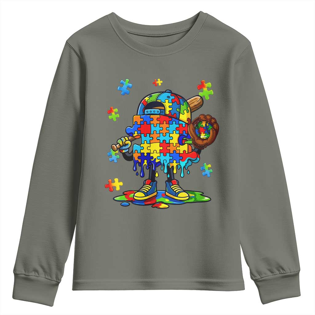 Autism Acceptance Baseball Youth Sweatshirt Colorful Drip Graphic Neurodiversity Support