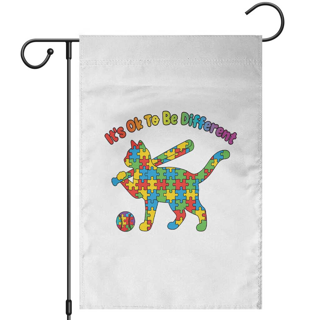 Autism Acceptance Baseball Cat Garden Flag It Is Ok To Be Different