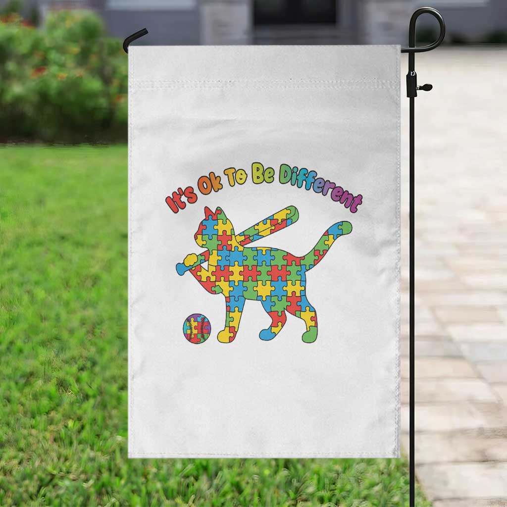 Autism Acceptance Baseball Cat Garden Flag It Is Ok To Be Different