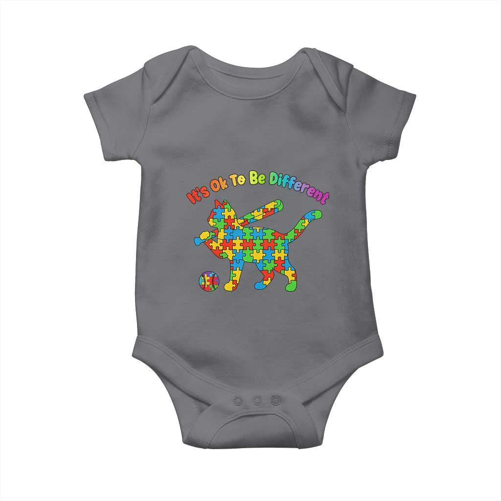 Autism Acceptance Baseball Cat Baby Onesie It Is Ok To Be Different