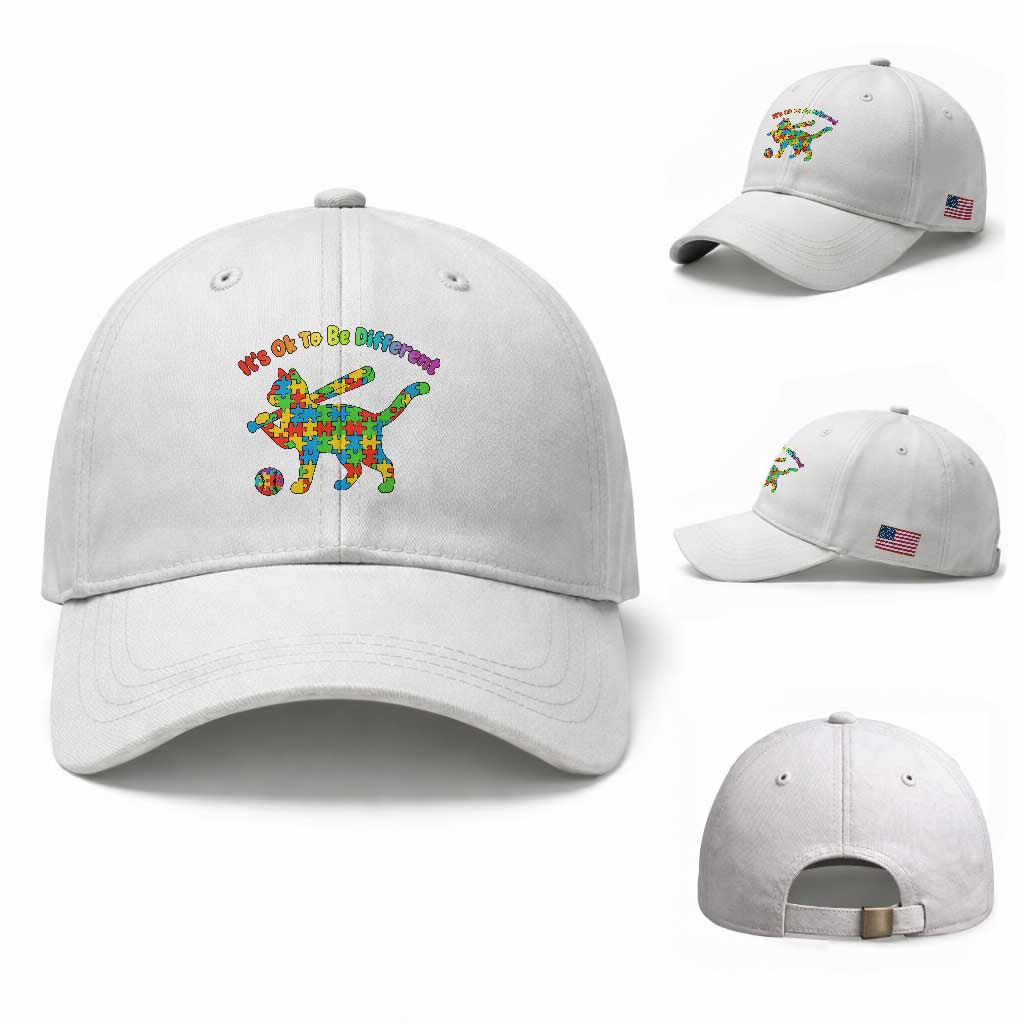Autism Acceptance Baseball Cat Baseball Cap It Is Ok To Be Different