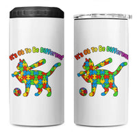 Autism Acceptance Baseball Cat 4 in 1 Can Cooler Tumbler It Is Ok To Be Different
