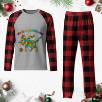 Autism Acceptance Baseball Cat Plaid Pajama Set It Is Ok To Be Different