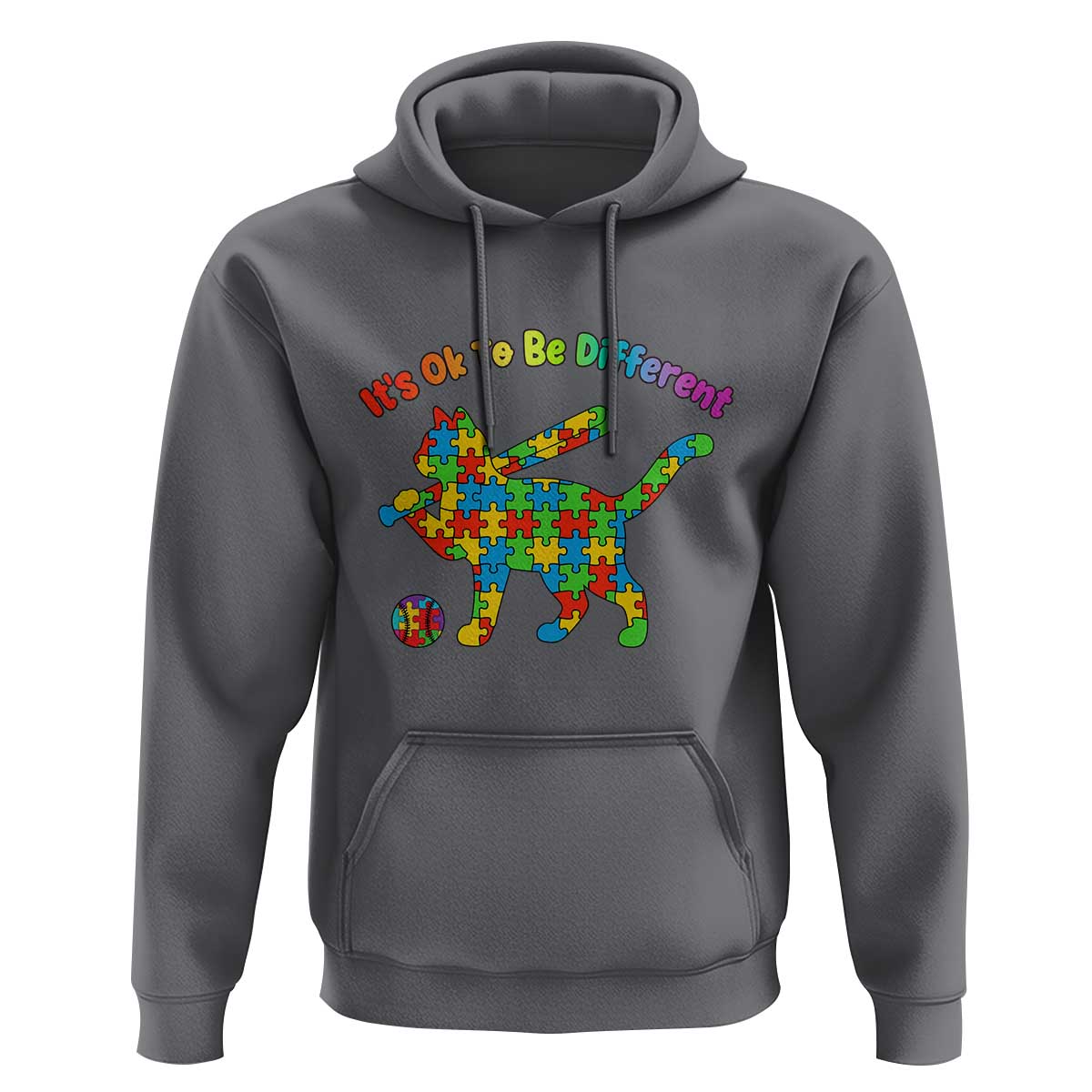 Autism Acceptance Baseball Cat Hoodie It Is Ok To Be Different