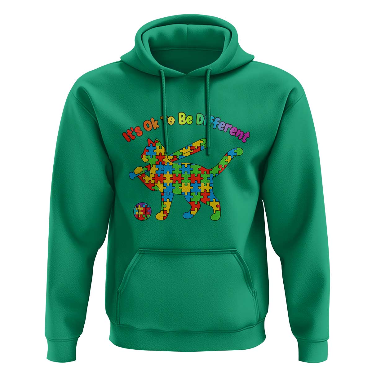 Autism Acceptance Baseball Cat Hoodie It Is Ok To Be Different