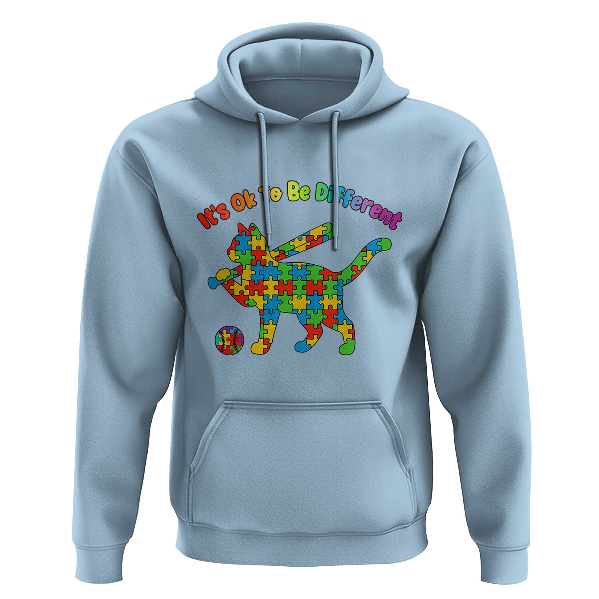 Autism Acceptance Baseball Cat Hoodie It Is Ok To Be Different