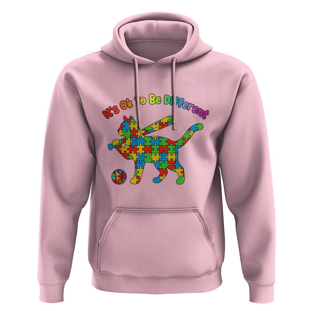 Autism Acceptance Baseball Cat Hoodie It Is Ok To Be Different