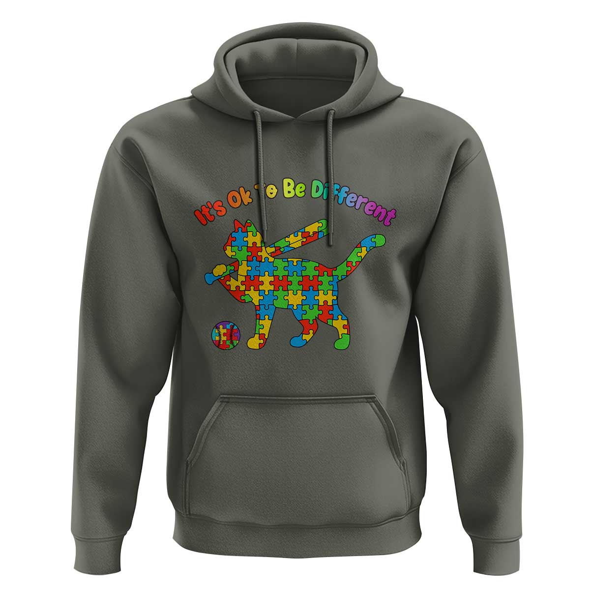 Autism Acceptance Baseball Cat Hoodie It Is Ok To Be Different