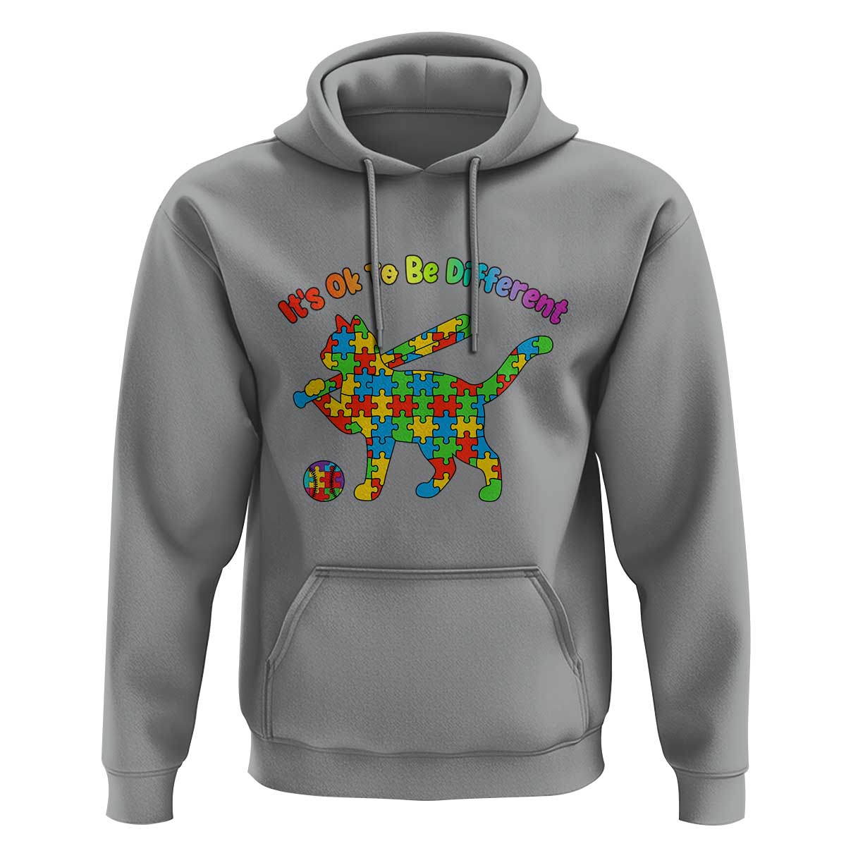 Autism Acceptance Baseball Cat Hoodie It Is Ok To Be Different