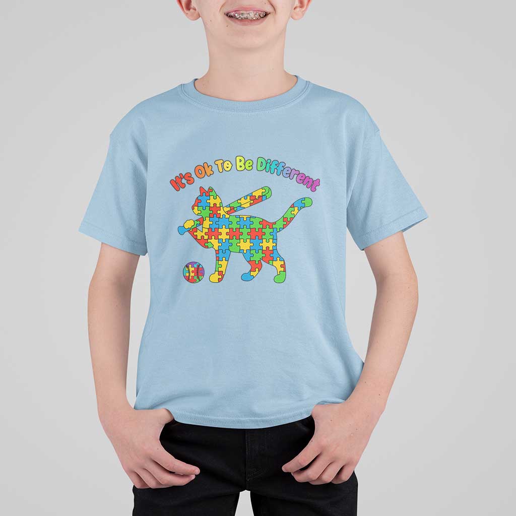 Autism Acceptance Baseball Cat T Shirt For Kid It Is Ok To Be Different