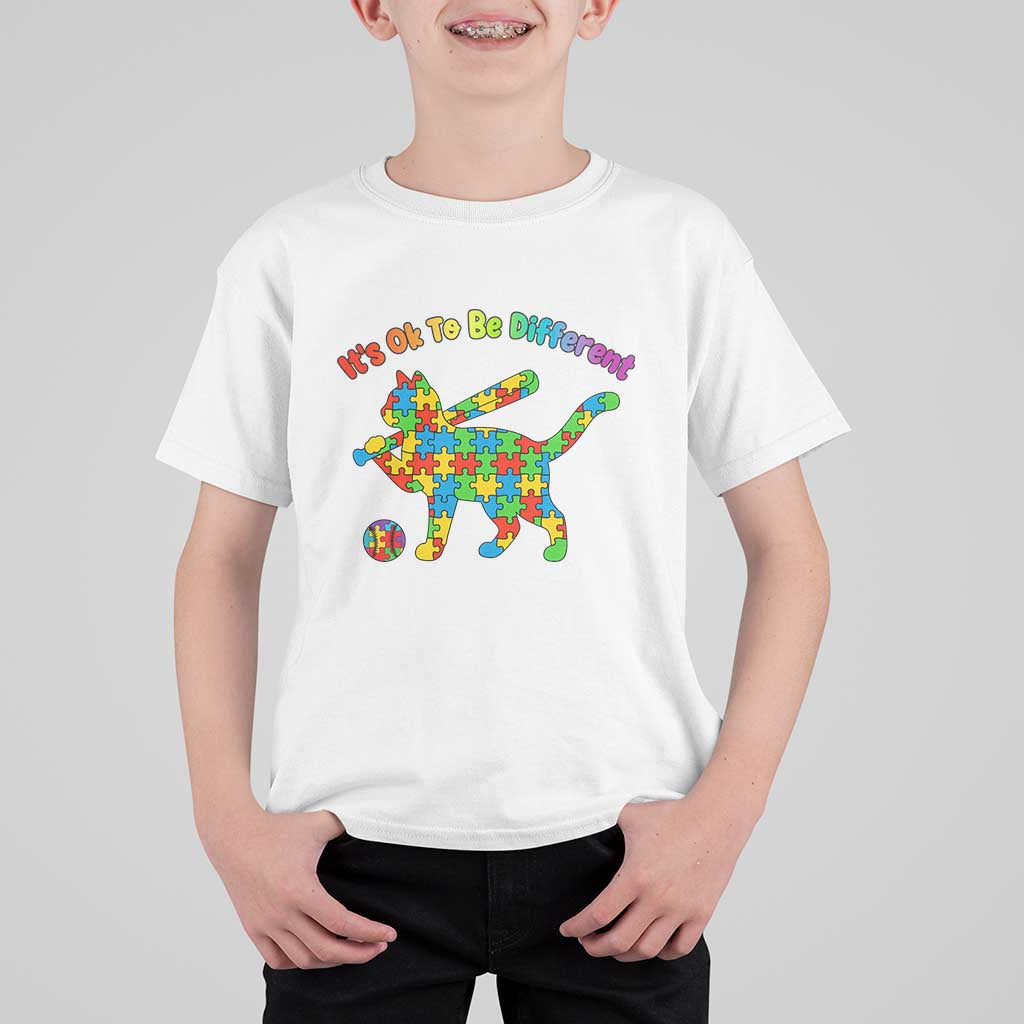 Autism Acceptance Baseball Cat T Shirt For Kid It Is Ok To Be Different