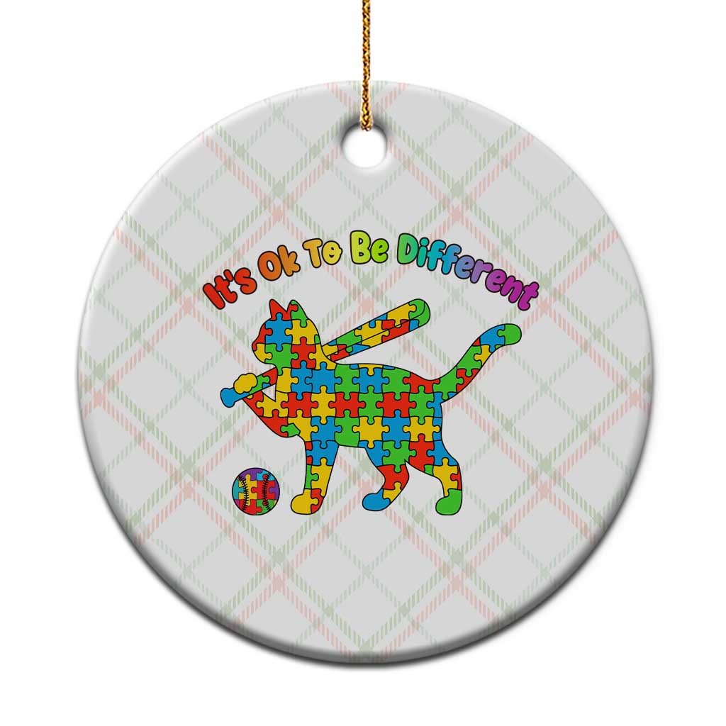 Autism Acceptance Baseball Cat Ceramic Ornament It Is Ok To Be Different