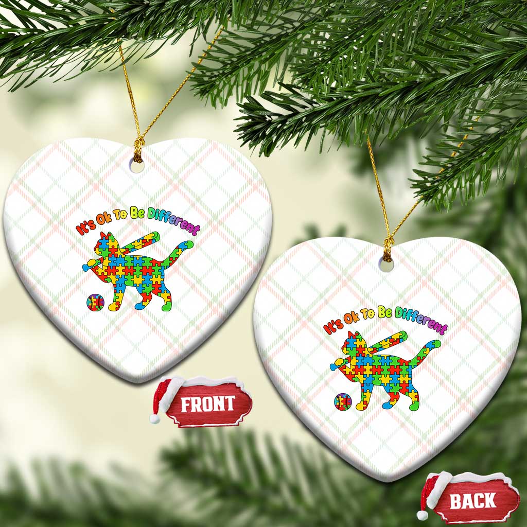 Autism Acceptance Baseball Cat Ceramic Ornament It Is Ok To Be Different