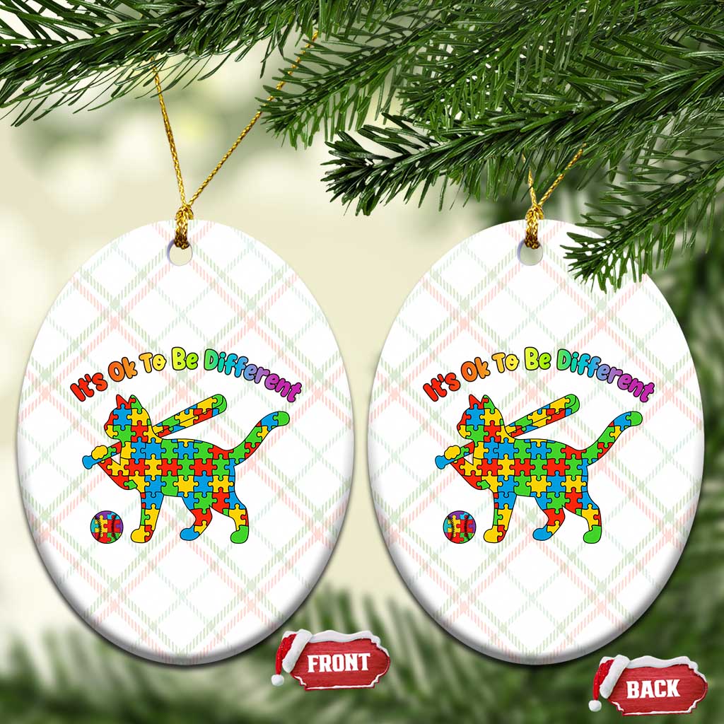Autism Acceptance Baseball Cat Ceramic Ornament It Is Ok To Be Different