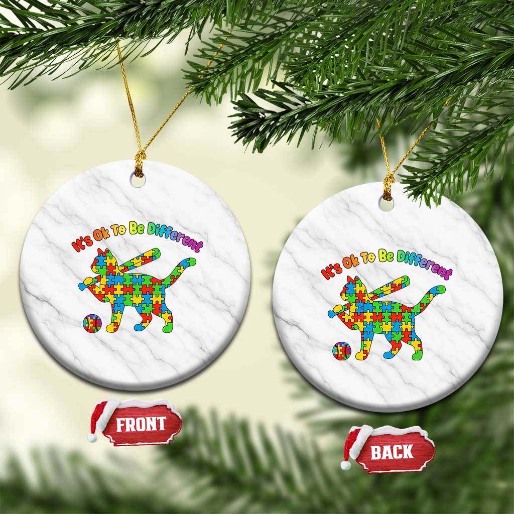 Autism Acceptance Baseball Cat Ceramic Ornament It Is Ok To Be Different