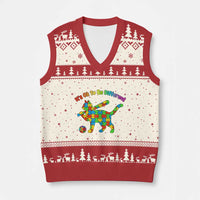 Autism Acceptance Baseball Cat V-Neck Knit Sweater Vest It Is Ok To Be Different