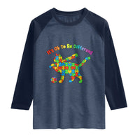 Autism Acceptance Baseball Cat Raglan Shirt It Is Ok To Be Different