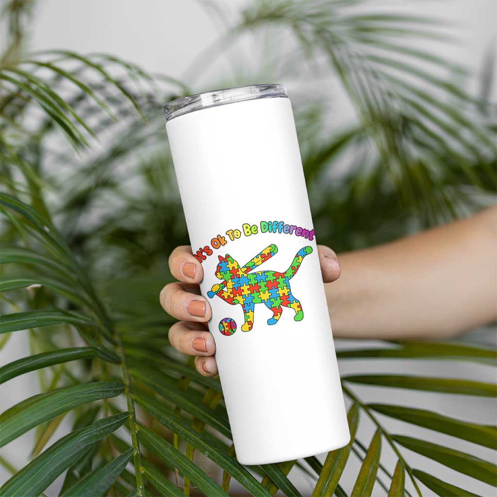 Autism Acceptance Baseball Cat Skinny Tumbler It Is Ok To Be Different