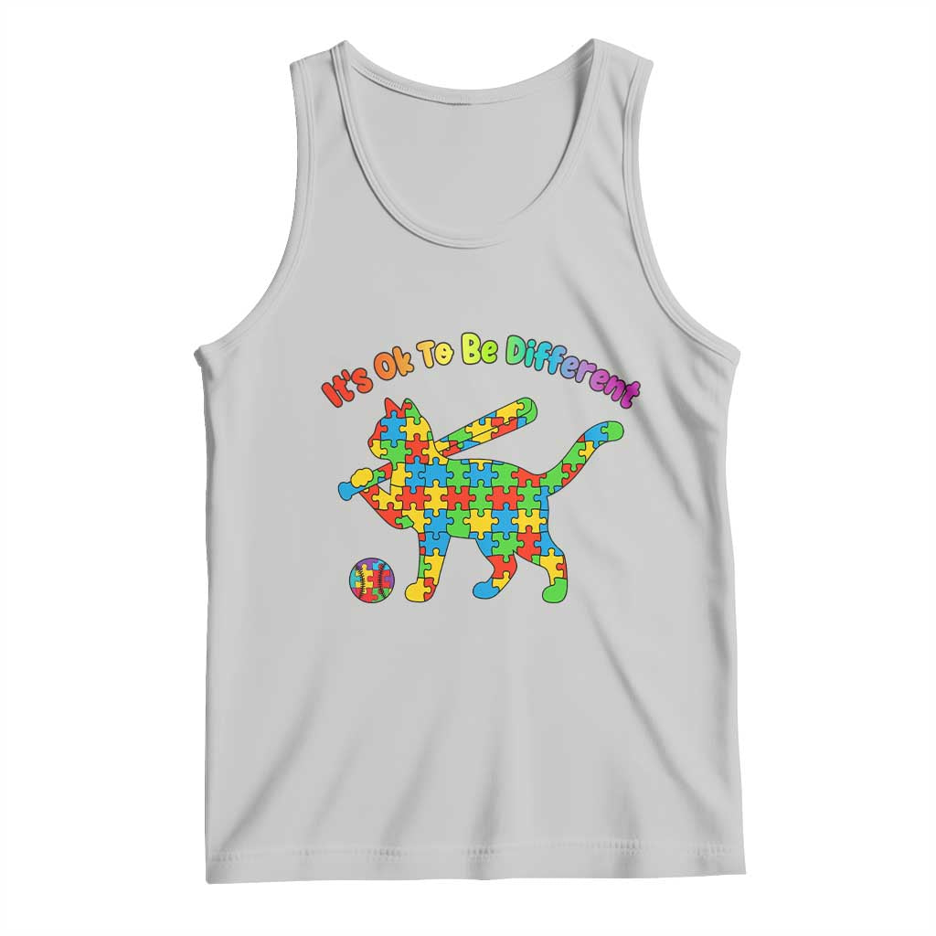 Autism Acceptance Baseball Cat Tank Top It Is Ok To Be Different