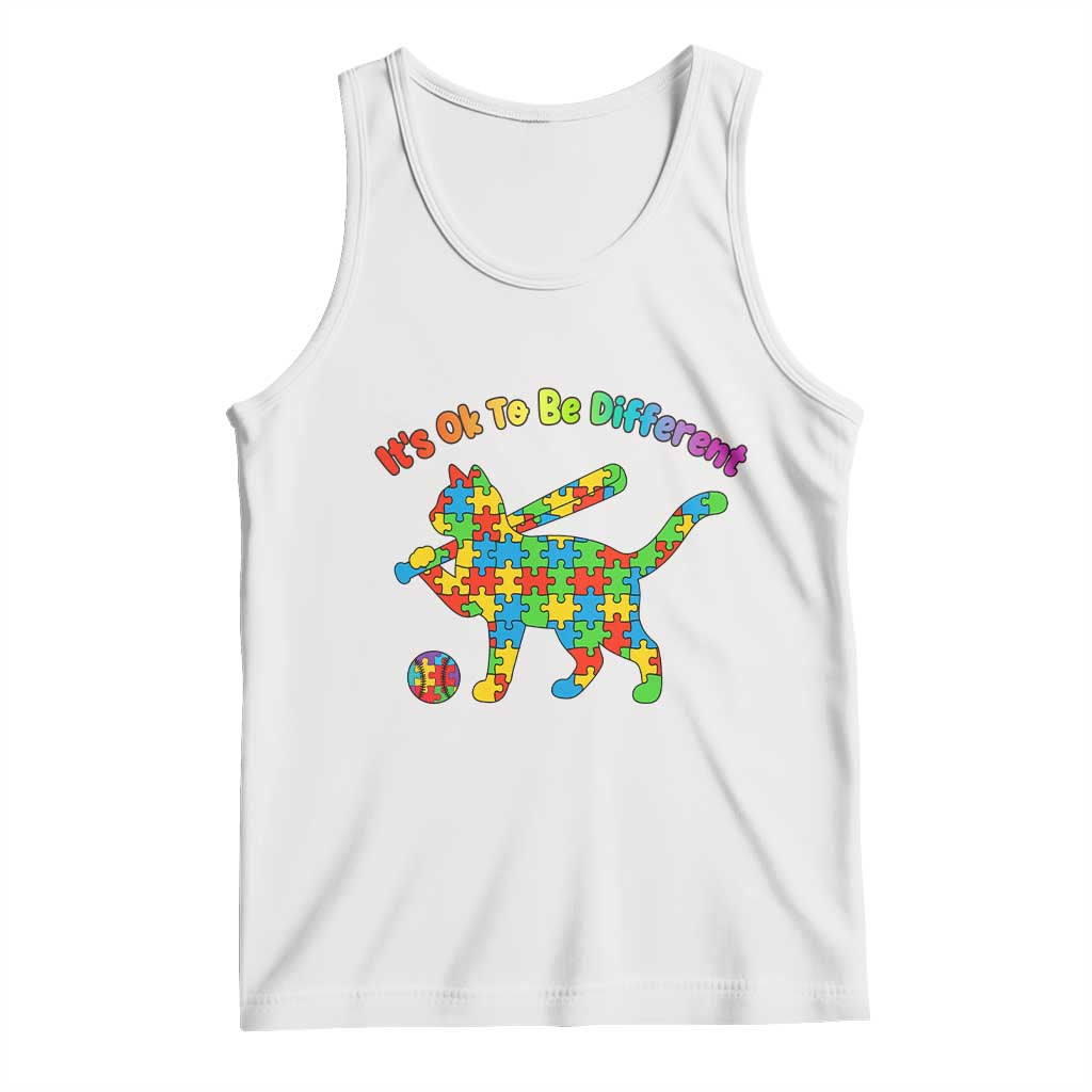 Autism Acceptance Baseball Cat Tank Top It Is Ok To Be Different