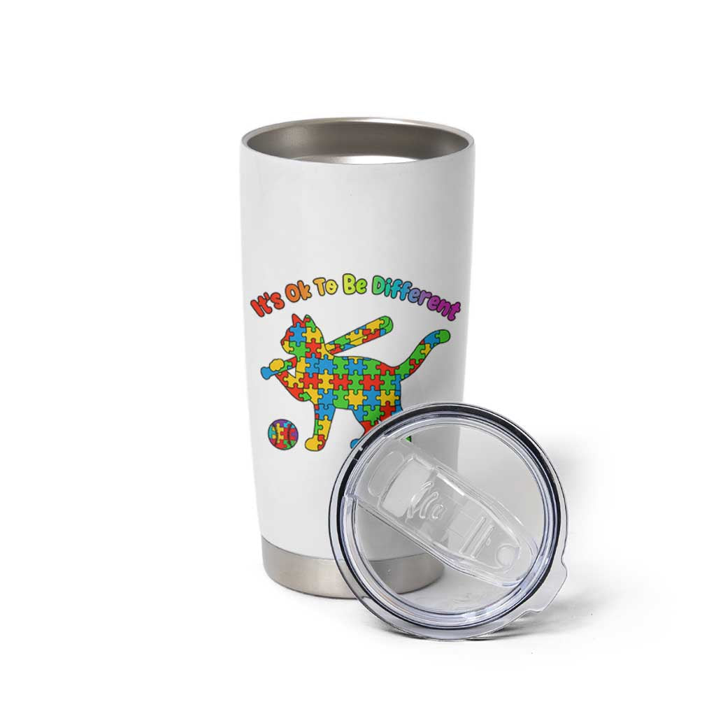 Autism Acceptance Baseball Cat Tumbler Cup It Is Ok To Be Different
