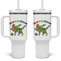 Autism Acceptance Baseball Cat Tumbler With Handle It Is Ok To Be Different