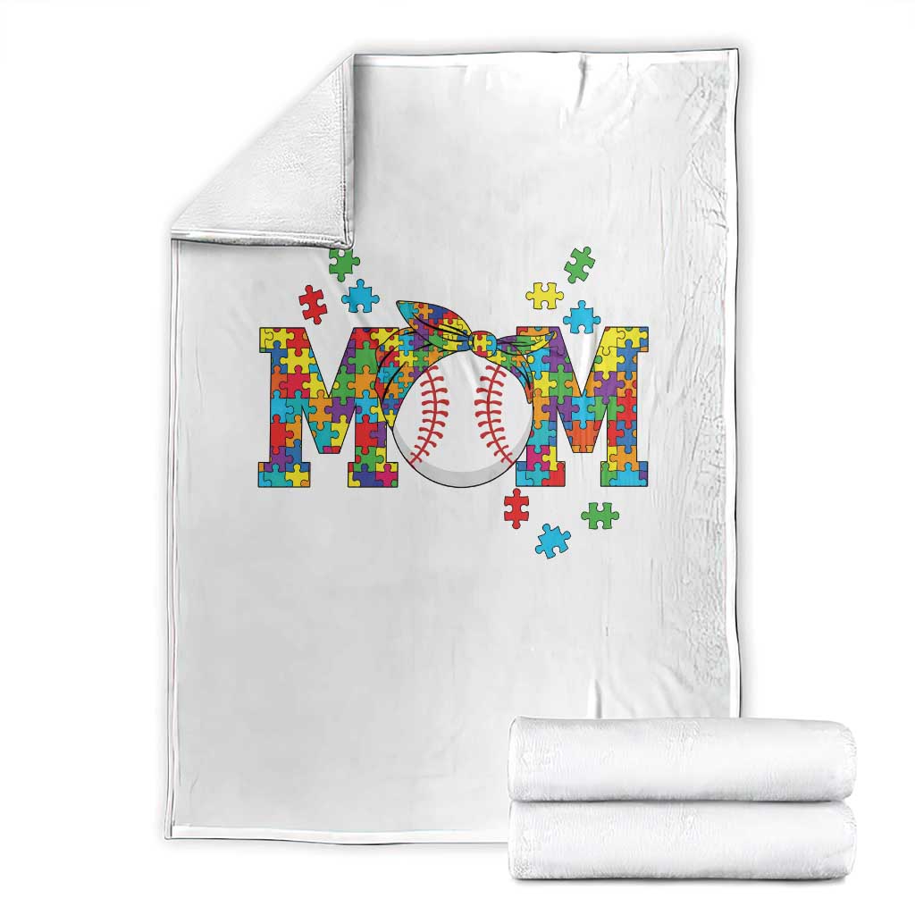 Autism Acceptance Baseball Mom Throw Blanket Proud Mom Inclusive Support Graphic