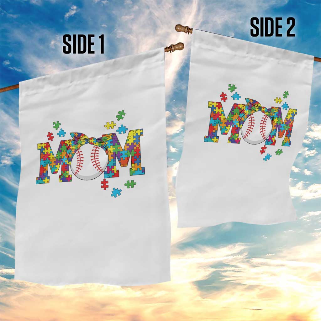 Autism Acceptance Baseball Mom Garden Flag Proud Mom Inclusive Support Graphic
